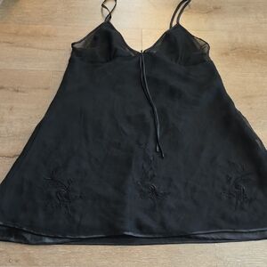 Private Luxuries Black Sheer Embroidered Nightgown Size Medium